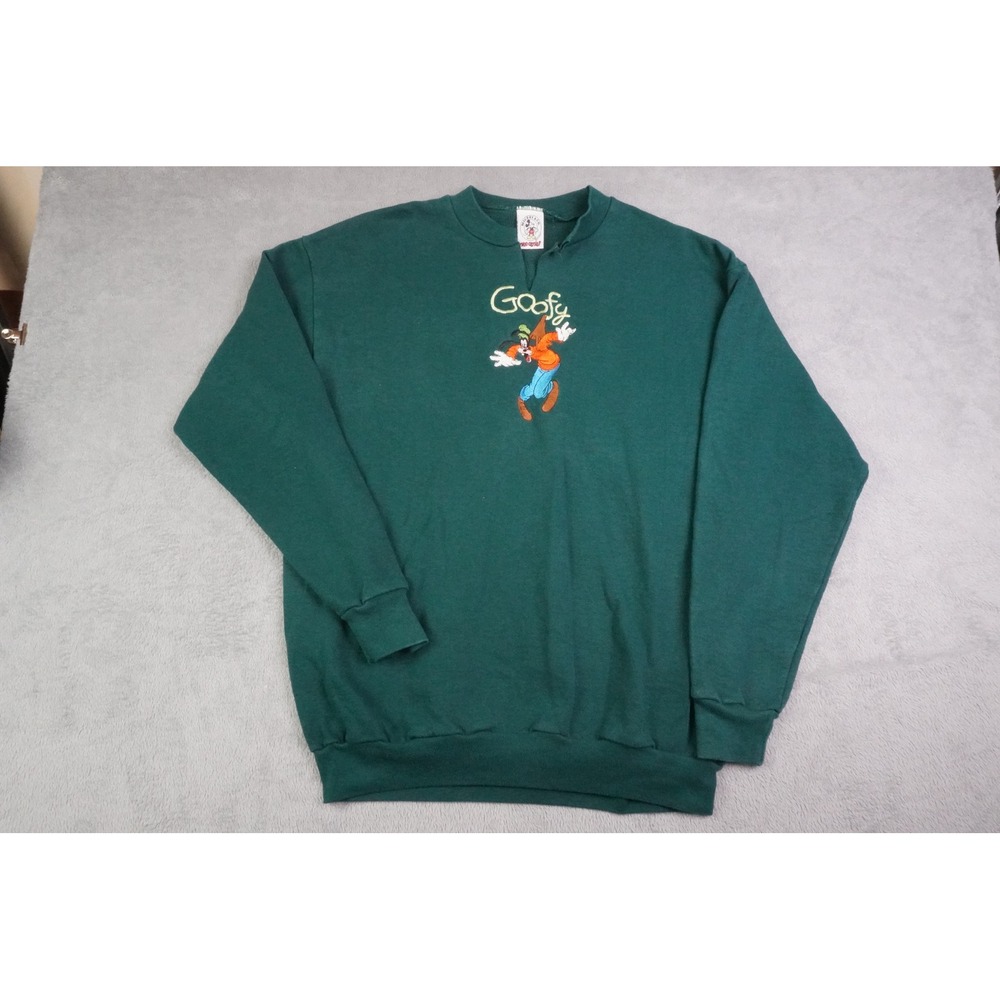 Vintage 1996 Mickey & Co Too Cute Goofy Embroidered Sweatshirt Green XL USA